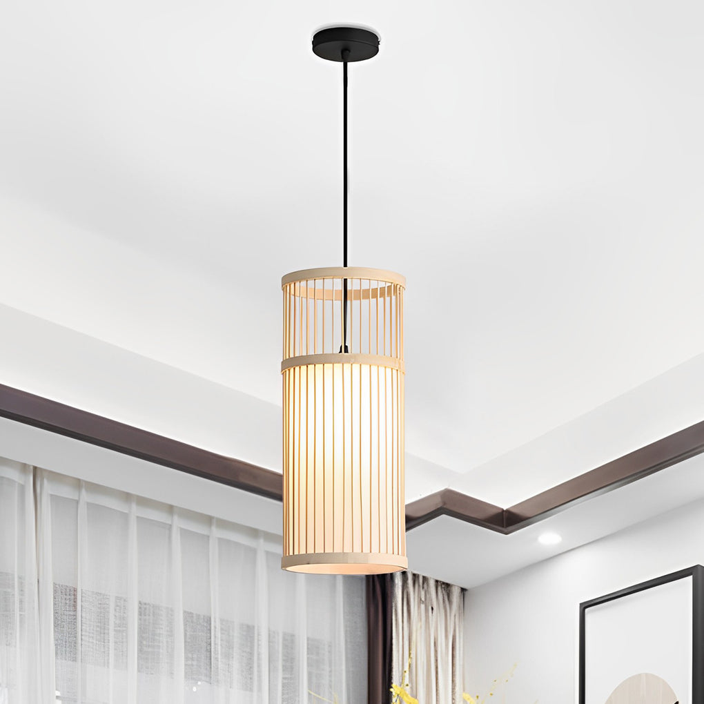 Artisan Bamboo LED Pendant Light – Handwoven Minimalist Hanging Lamp for Modern Interiors