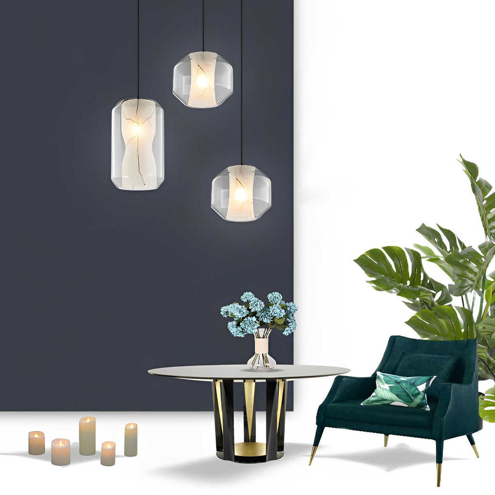 Double Glass Lampshade Pendant Light Ha088341