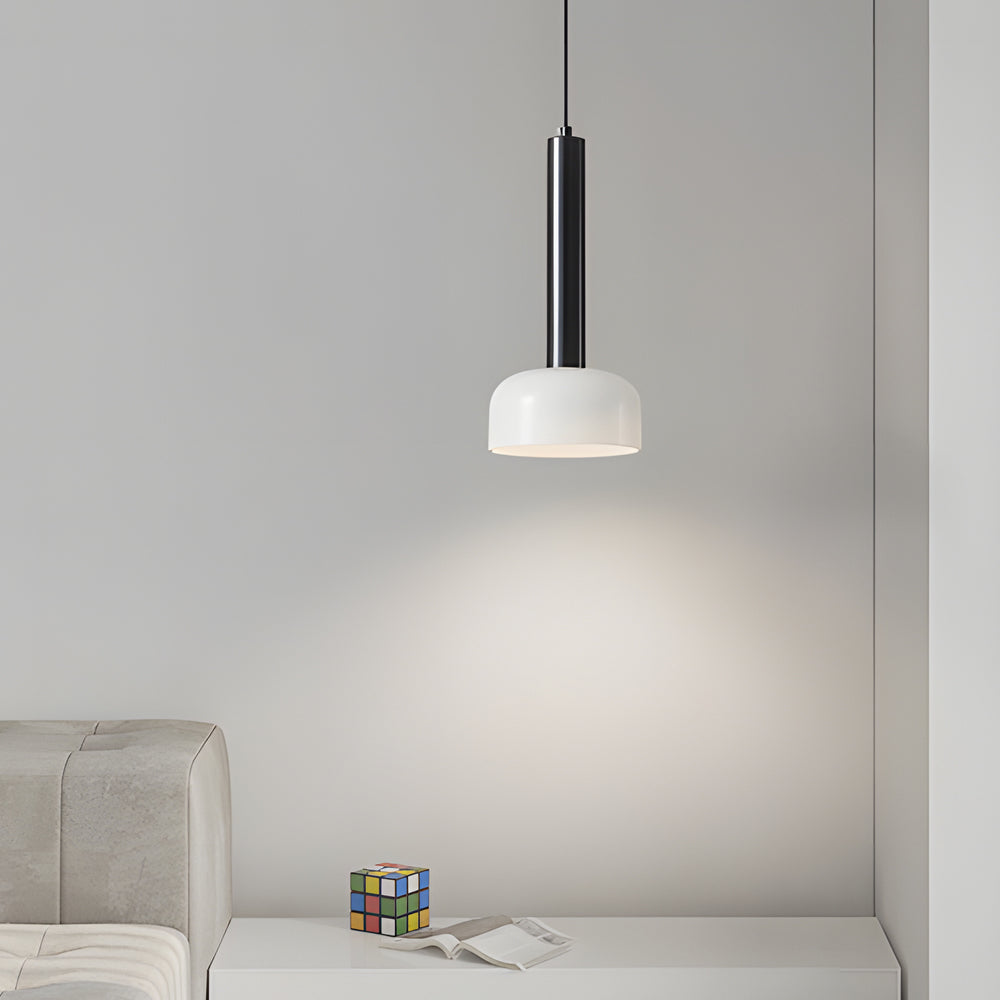 Modern Copper Tube 1 Light White Glass Bowl Pendant Light
