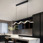 1 Light Black Wave Linear Led Pendant Light