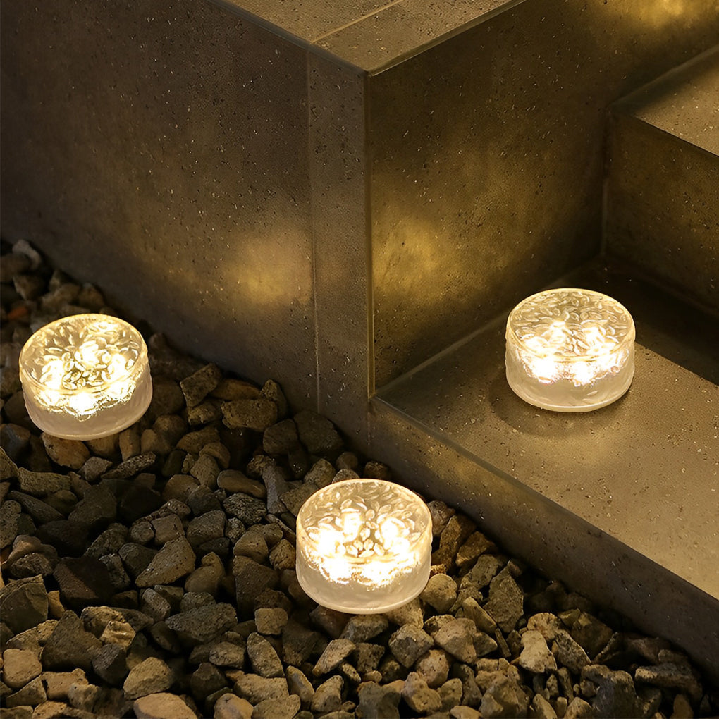 4 Pcs Integrated Led Round Ice Bricks Lights Steps Lighting For Christmas Ambience