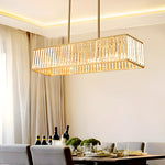 Long Rectangular Crystal 3 Step Dimming American Style Chandelier