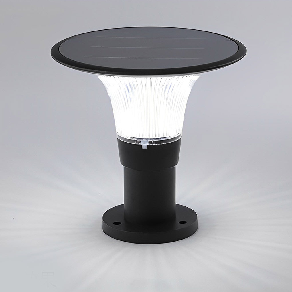 Round Black Solar Fence Post Light Ha082917