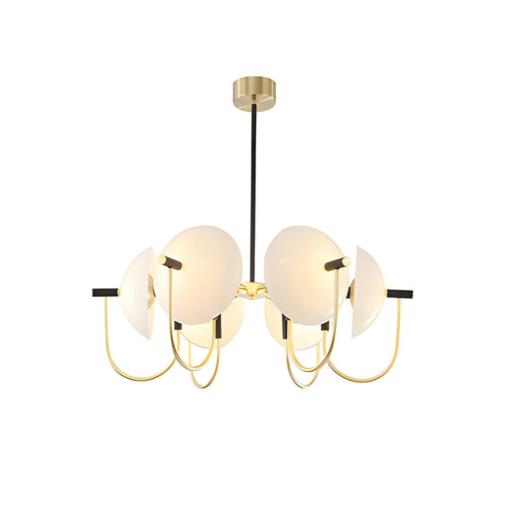 1 3 6 Heads Semicircular Opal Glass Dome Chandelier Aperture Pendant Light Hanging Ceiling Lighting