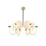 1 3 6 Heads Semicircular Opal Glass Dome Chandelier Aperture Pendant Light Hanging Ceiling Lighting