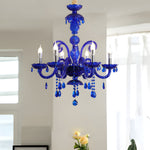 Retro Elegant Crystal Glass Candles Led 3 Step Dimming Blue Chandelier