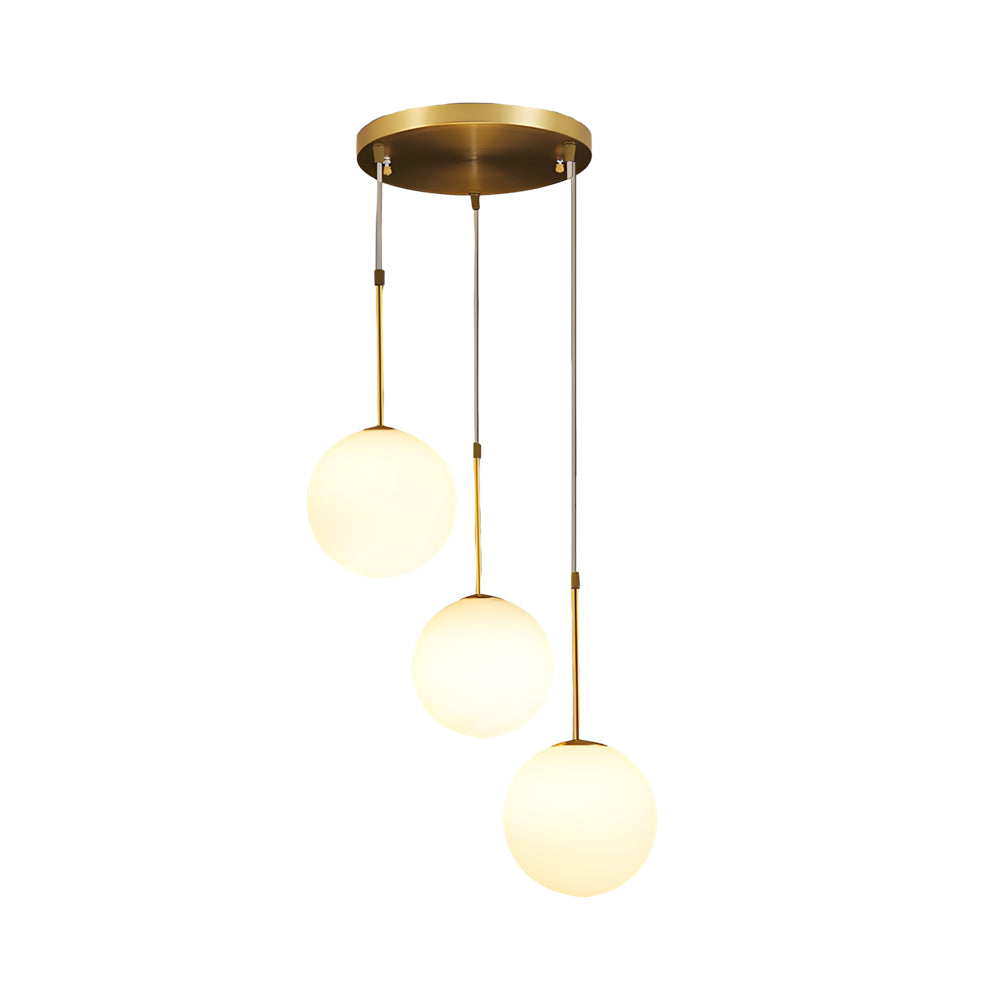 Modern 1 3 Light White Glass Globe Island Pendant Light In Gold Finish