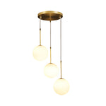 Modern 1 3 Light White Glass Globe Island Pendant Light In Gold Finish