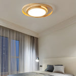 Wooden Oval Rings Round Led Flush Mount Lighting Round Acrylic Ceiling Light Bedroom Ceiling Lamp