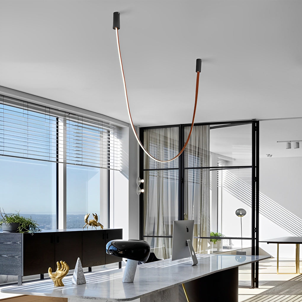 Flexible Long Leather Belts Pendant Light Ha082620