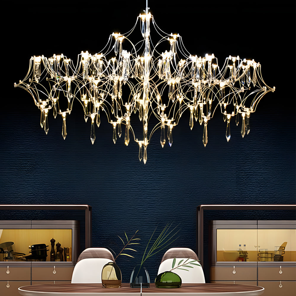 Stainless Steel Crystal Pendants Raindrops Led Italian Style Chandelier