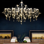 Stainless Steel Crystal Pendants Raindrops Led Italian Style Chandelier