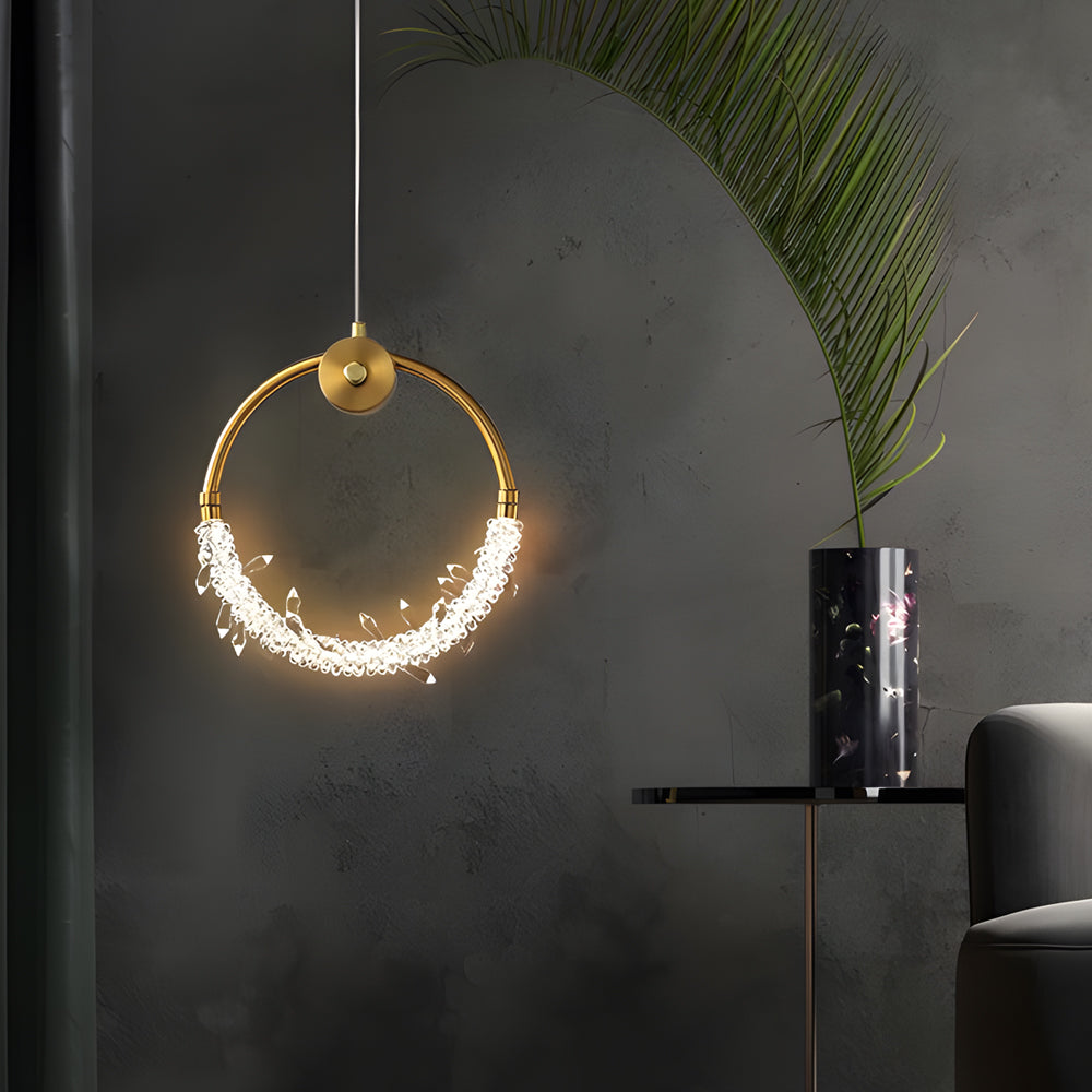 Dia 9 11 Ring Led Crystal Small Bedside Pendant Lights Hanging Lamp