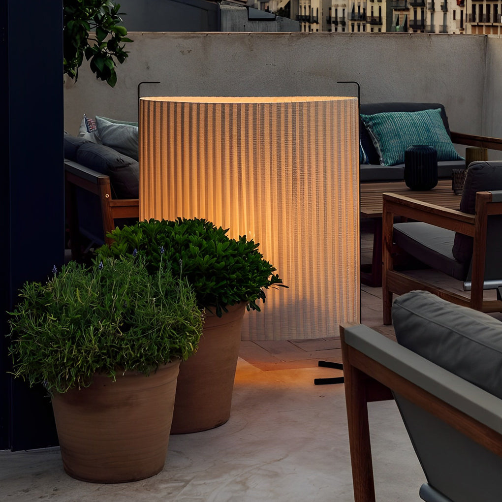 42 Inch Modern Japanese Style Fabric Outdoor Floor Lamp