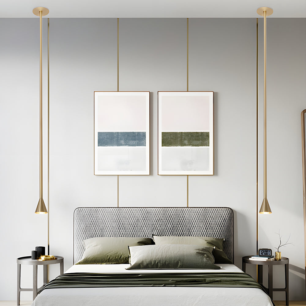 39 37 Modern Vertical Long Metallic Tube Cone Pendant Light