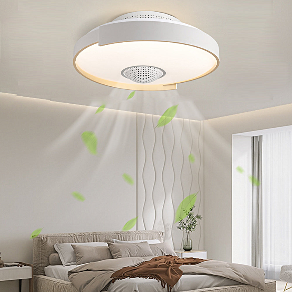 Modern 6 Speed Bladeless Ceiling Fan With Dimmable Led Light Round