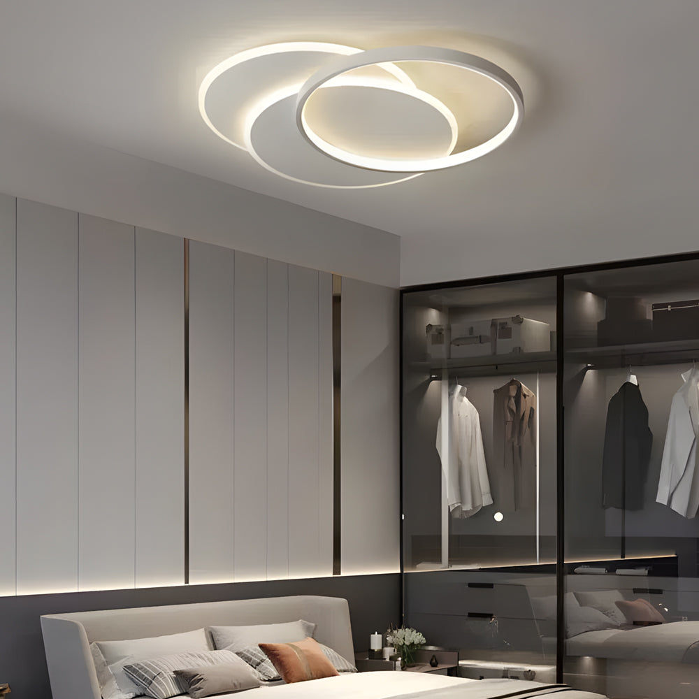 White 3 Circle Acrylic Art Led Flush Mount Ceiling Light