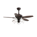 Lily Bloom Ceiling Fan Light with Wood Blades and Amber Glass