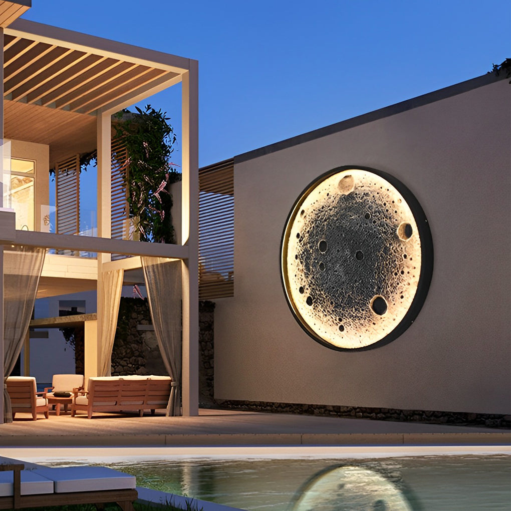 Round Moon Modern Outdoor Wall Light Li002286