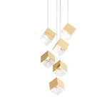 Glass Square Cube Stainless Steel Led Modern Spiral Long Chandelier