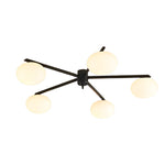 White Glass Bubble Black Semi Flush Ceiling Light