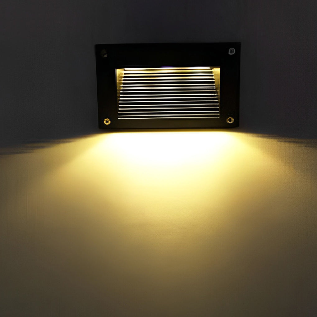 Recessed LED Step Light in Black Aluminum for Modern Architecture