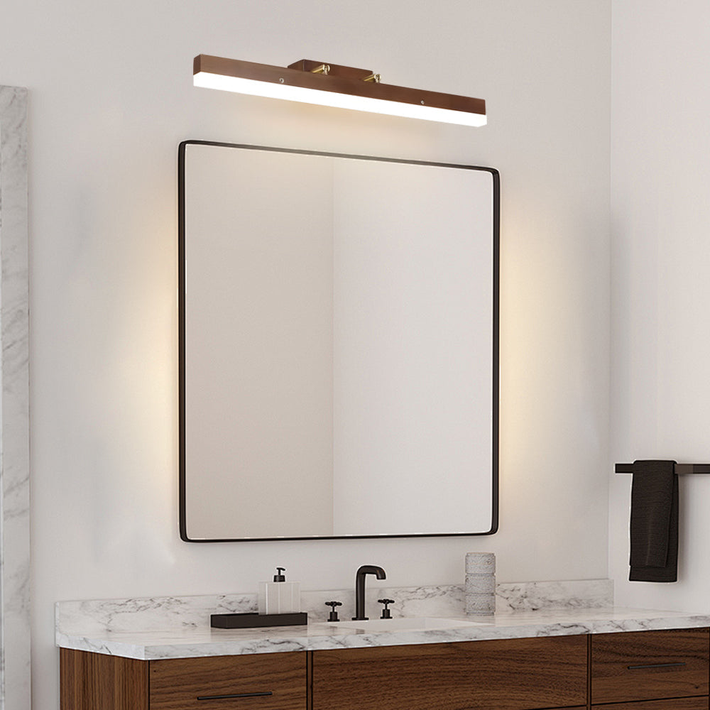 Walnut Led Wood Bathroom Vanity Light 31 Inch
