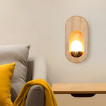 1 Light Wood Oval Wall Sconce Wood Walnut