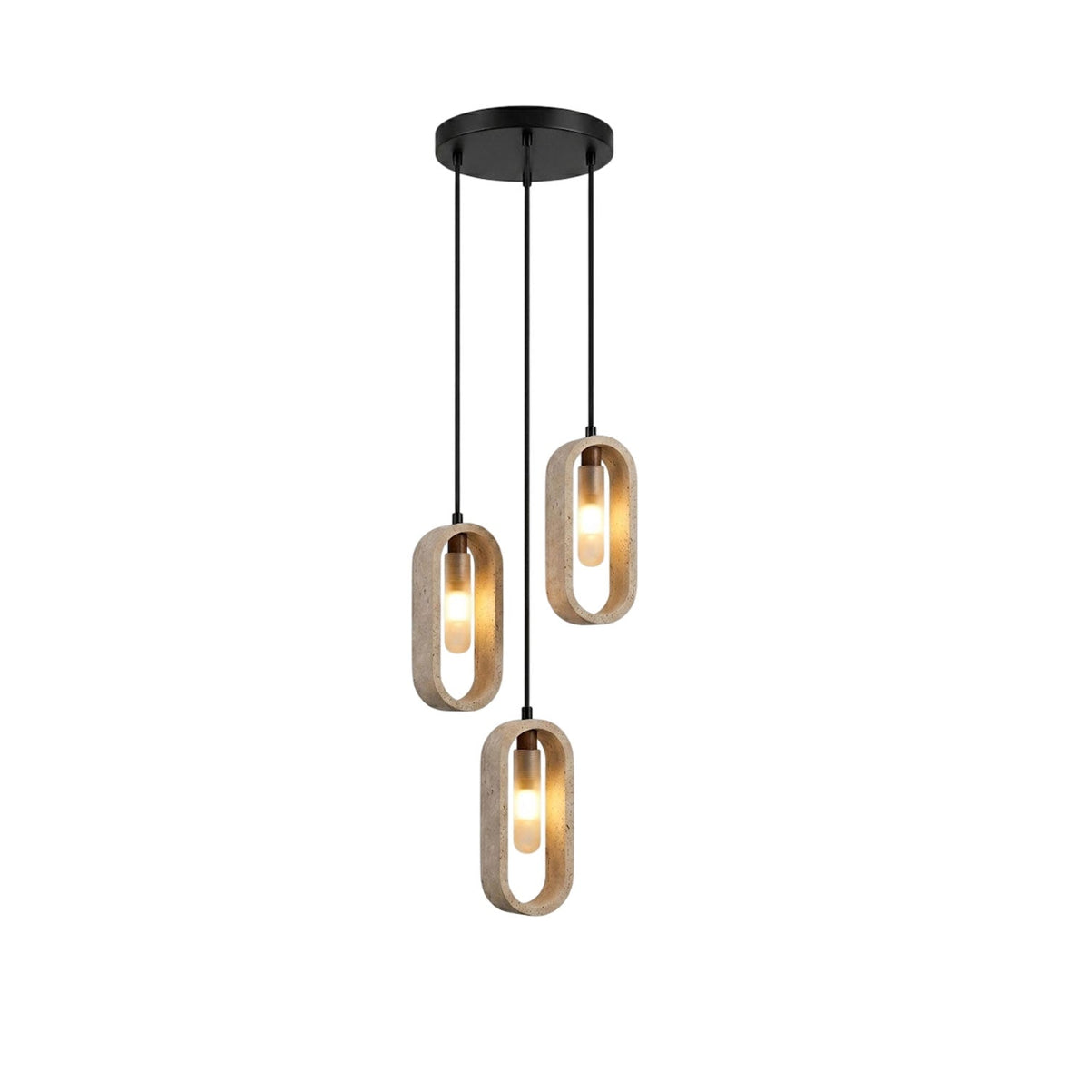 Onda Travertine Pendant Light – Natural Stone Oval Pendant Lamp