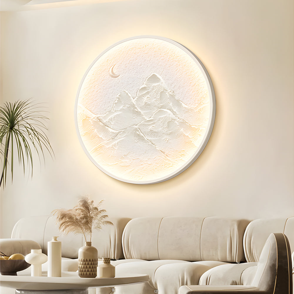 Nordic Moon Wall Sconce Round Mountain Moon Decorative Painting Lamp