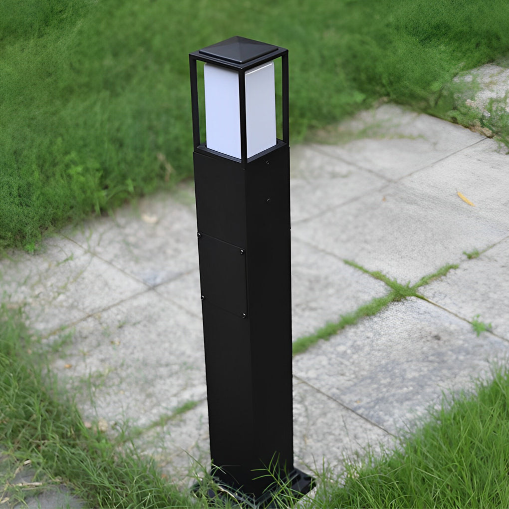 Modern Black Aluminum Bollard Path Light – 31.5" Tall Outdoor Square Lighting