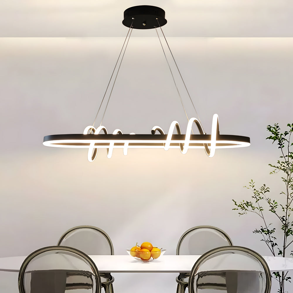 Led Dimmable Spiral Lines Dining Room Chandelier Hanging Lighting