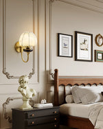 Amelie Floral Wall Sconce – Vintage-Inspired Fabric Shade, Gold or Black Finish