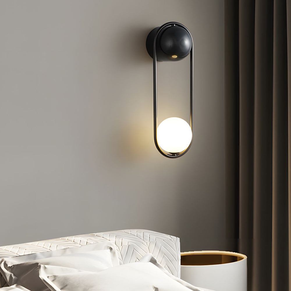 Mila Wall Sconce 1 Light Glass Globe Wall Light Gold Black