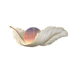 2 In 1 Wall Feather Painting Hanging Decor Led Wall Lamp Wall Clock