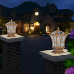 Vintage Pattern Solar Powered Fence Post Light Ha083053
