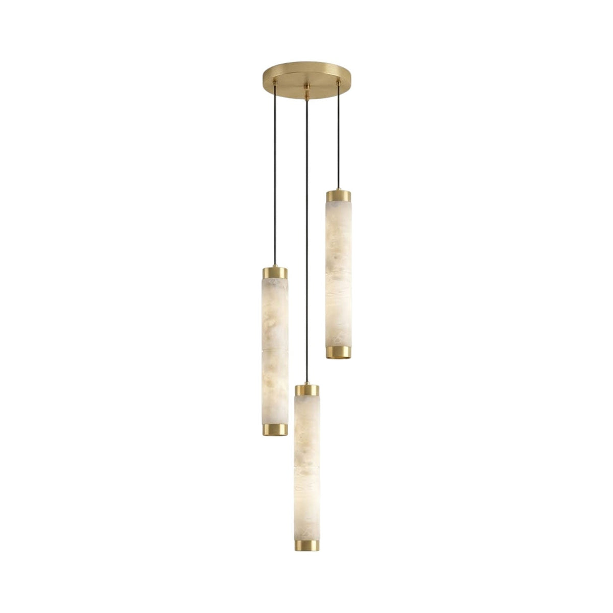 Aria Alabaster Pendant Light – Modern Brass LED Chandelier for Dining Room & Foyer
