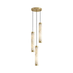 Aria Alabaster Pendant Light – Modern Brass LED Chandelier for Dining Room & Foyer