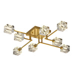 Modern Copper Crystal Cube Semi Flush Mount Light Fixture 4 6 8 Light