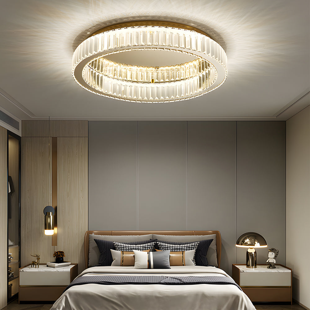 Round Crystal Stepless Dimming Led Luxury Post Modern Ceiling Light Fixture