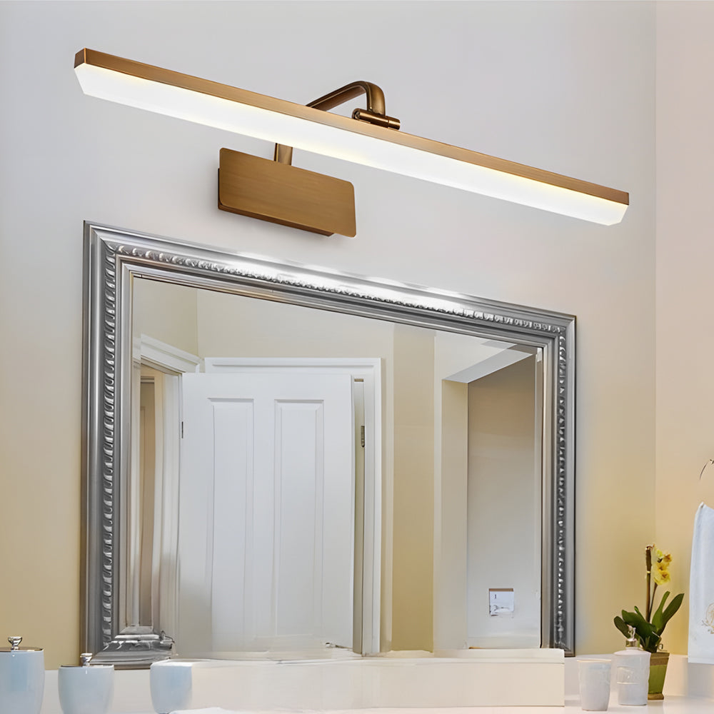 Brass Linear Bathroom Vanity Light Curved Rod Design
