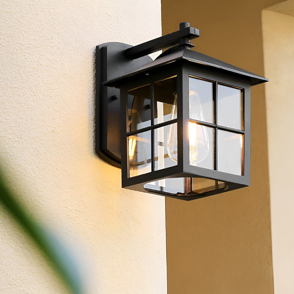 Lantern Shaped Glass Waterproof Modern Wall Sconce
