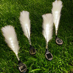 Hairy Reed LED Solar Lawn Lamps, Set of 2, Modern Outdoor Garden Lights