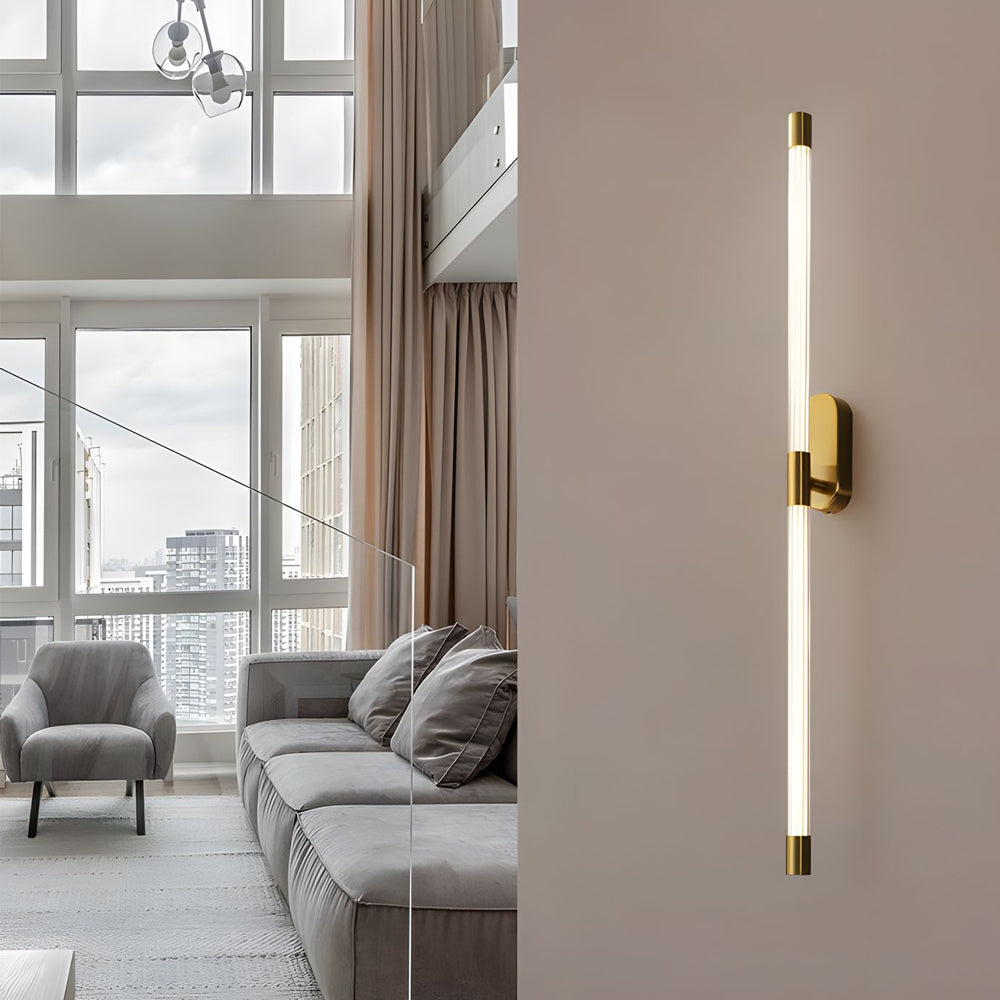 Acrylic Tube Tall Linear Wall Semi Flush Mount Sconce