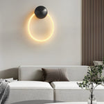 Artisan Round LED Wall Sconce in Brushed Black with Handwoven Nylon Shade