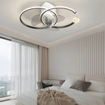 2 Rings Simple Luxury 3 Step Dimming Modern Bedroom Ceiling Fan And Light