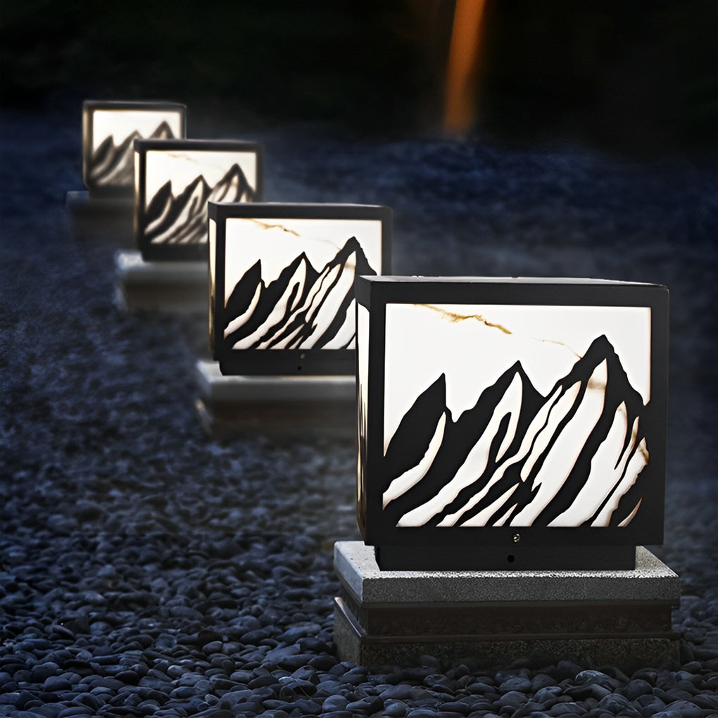 Mountain Scenery Solar Fence Post Lights Ha080149