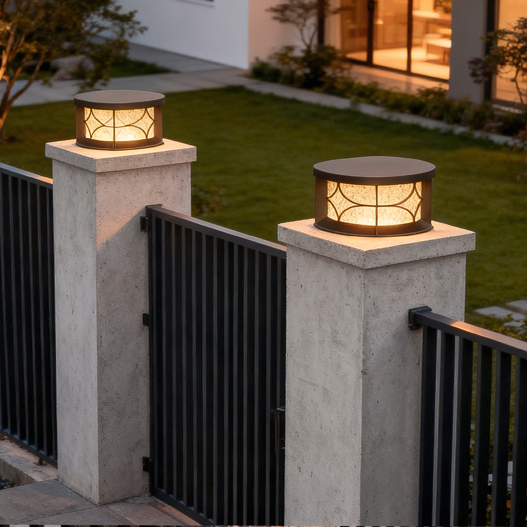 Round Outdoor Pillar Lights Waterproof Aluminum LED Post Light