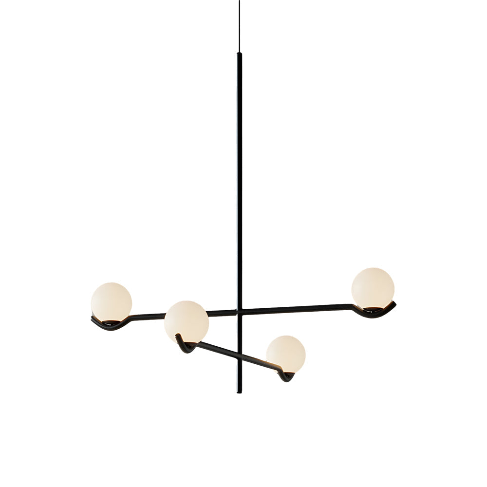 Modern Linear Glass Ball Pendant Light With 3 4 6 Light Black Gold