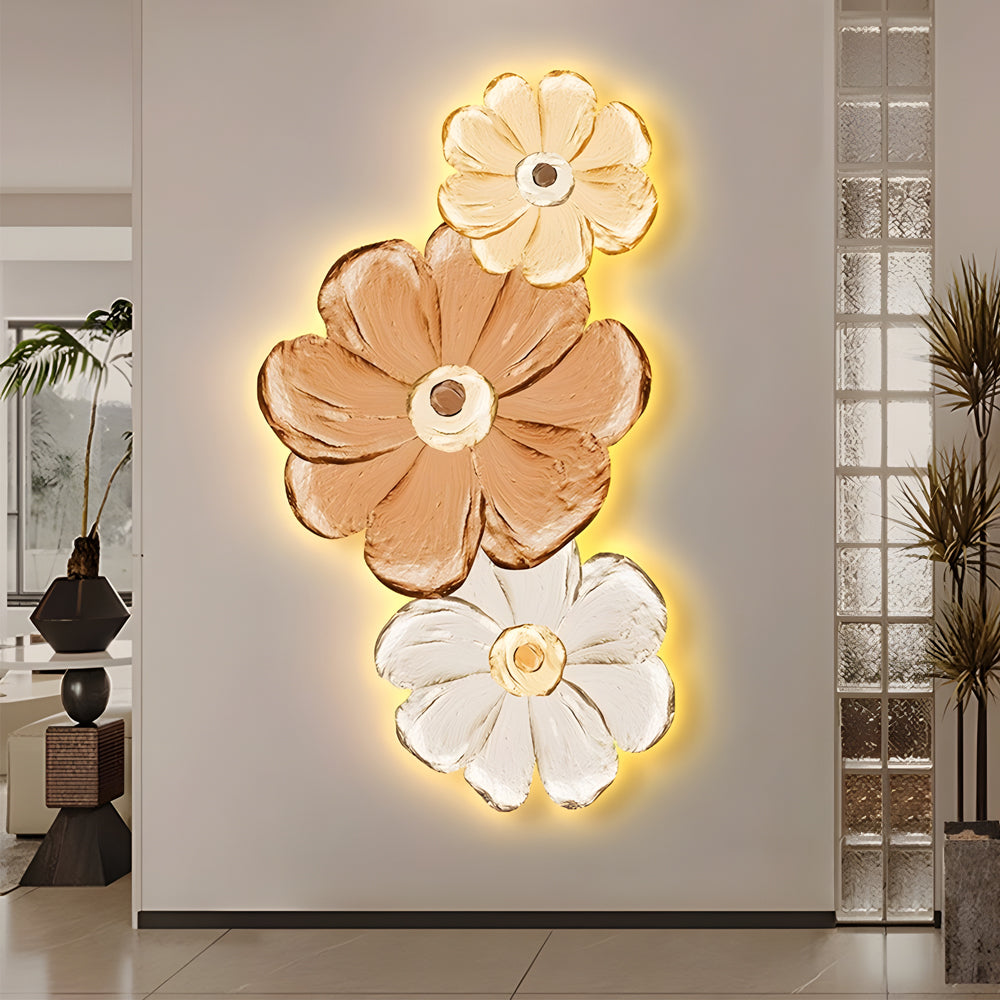 Ins Flowers Plant Luminous Led Lighting Usb Decorative Painting Wall Decor